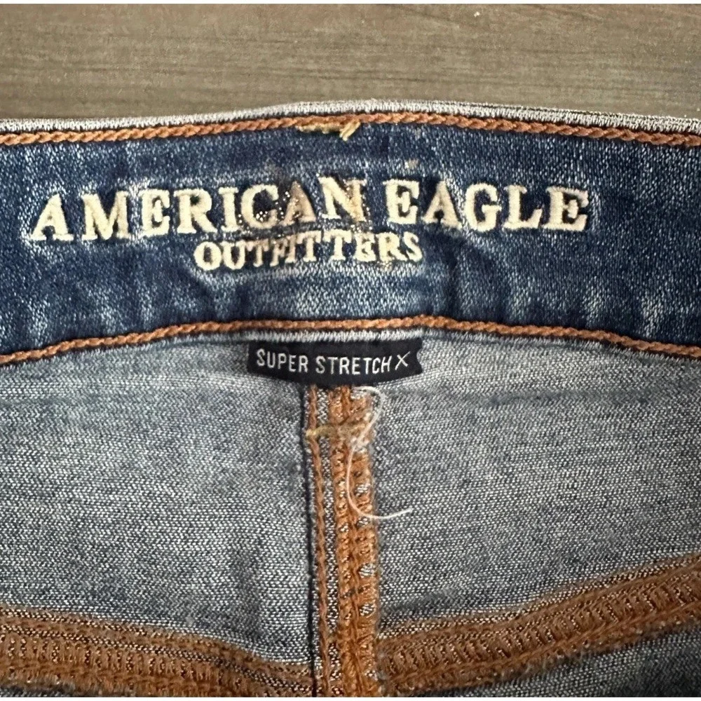 AE Denim Mini Skirt Womens Size 4 Tiger Patch Painted Y2K Grunge Festival Street